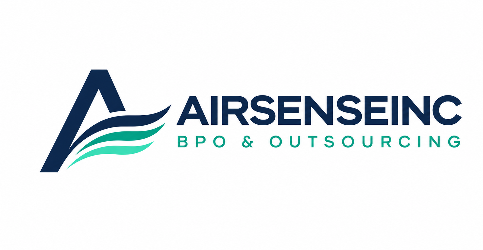 AirsenseInc BPO and Outsourcing company logo in navy, teal and mint green