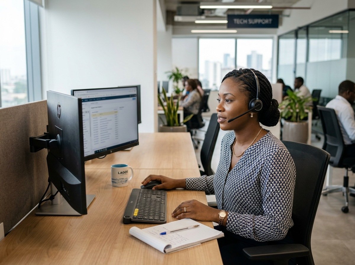 Support agent switching between live chat, email and phone conversations